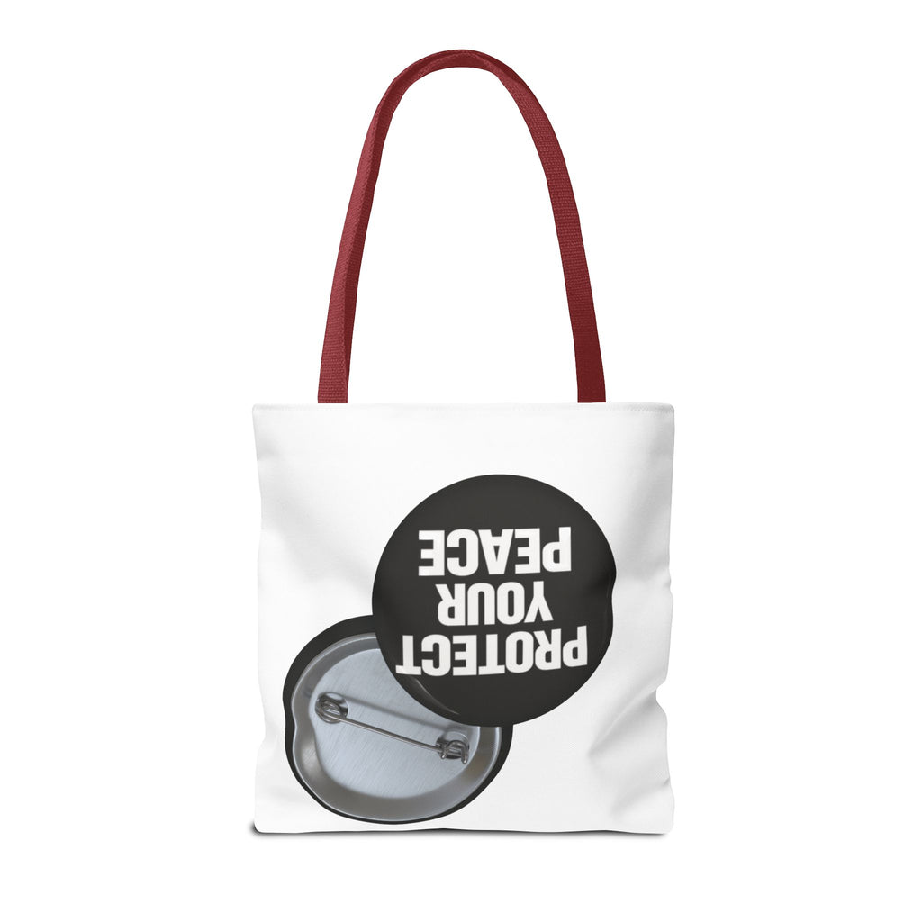 Tote — "Protect Your Peace" Button Design Cotton Tote Bag