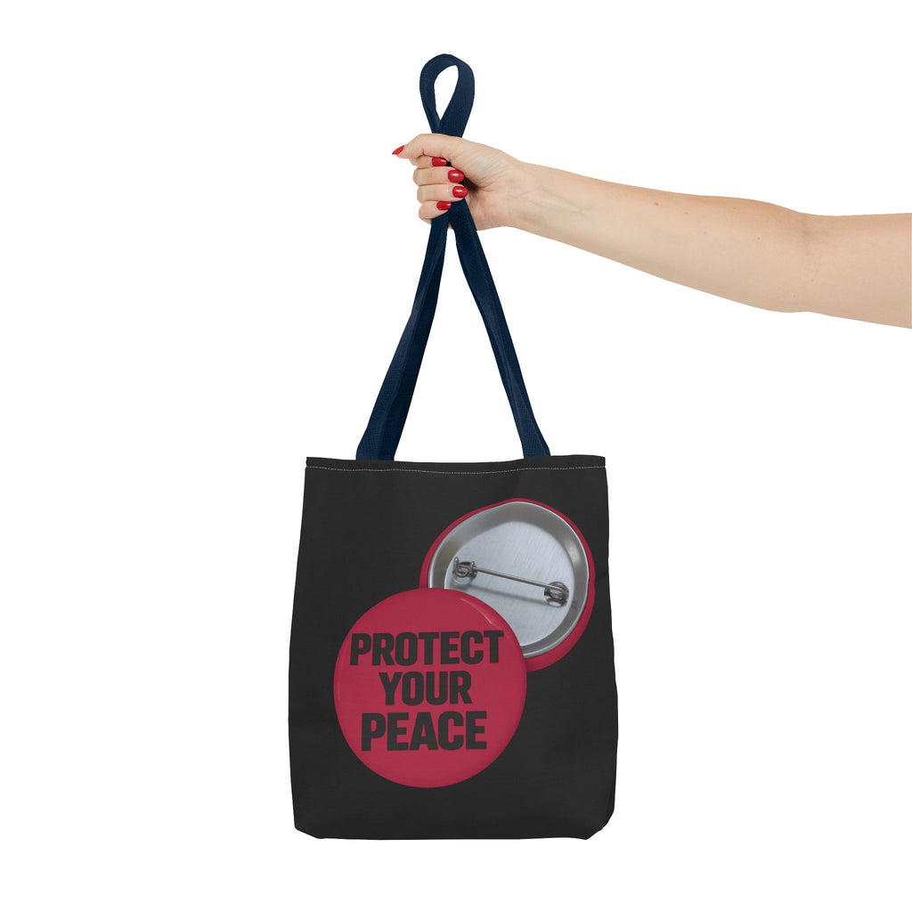 Protect Your Peace Button Graphic Tote Bag