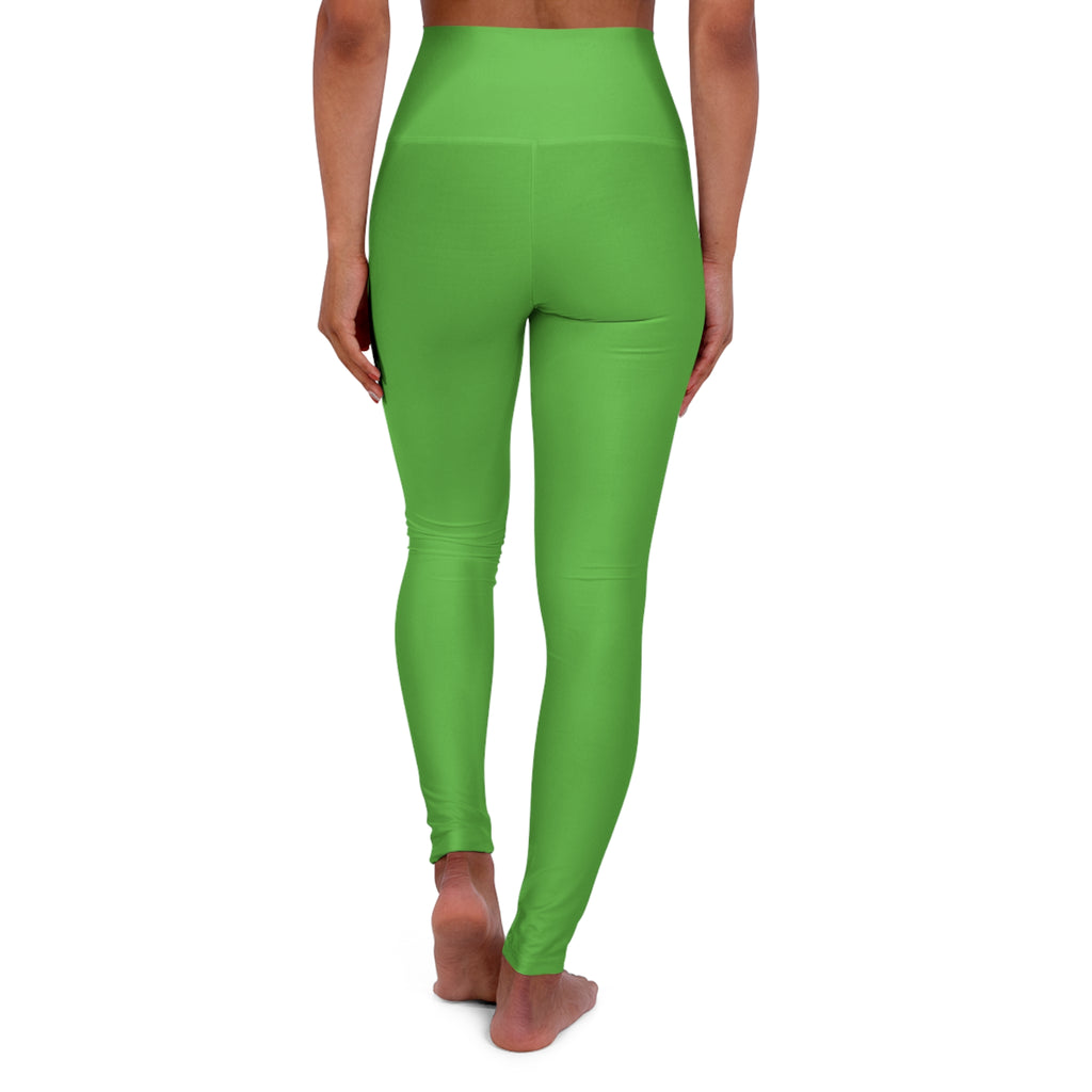 High-Waist Green Yoga Leggings — Seamless AOP Activewear Graphic design Protect Your Peace.