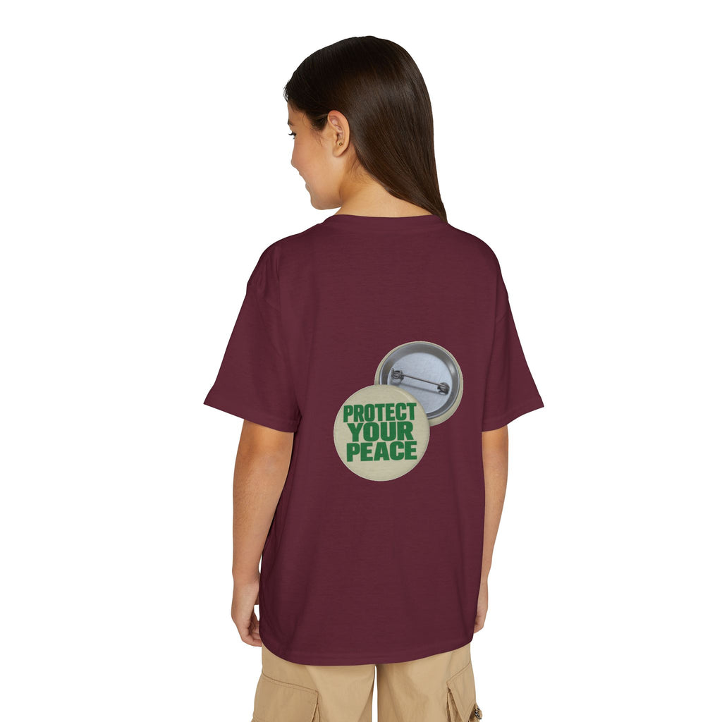 Youth T-Shirt — "Protect Your Peace" Button Graphic