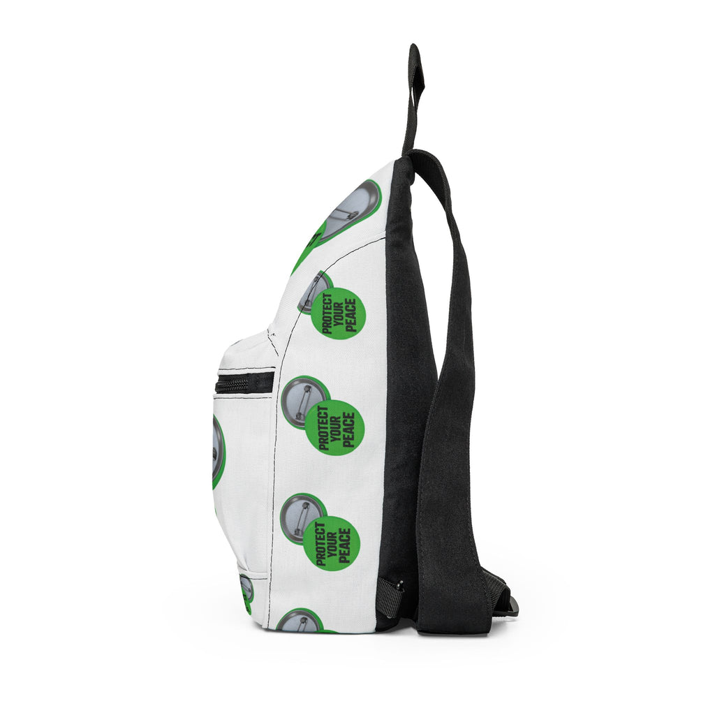 Protect Your Peace Sling Bag – Green Peace Button Crossbody Bag