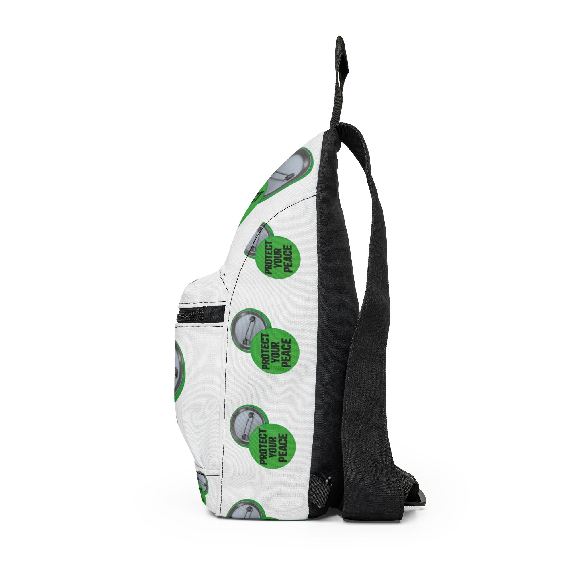 Protect Your Peace Sling Bag – Green Peace Button Crossbody Bag
