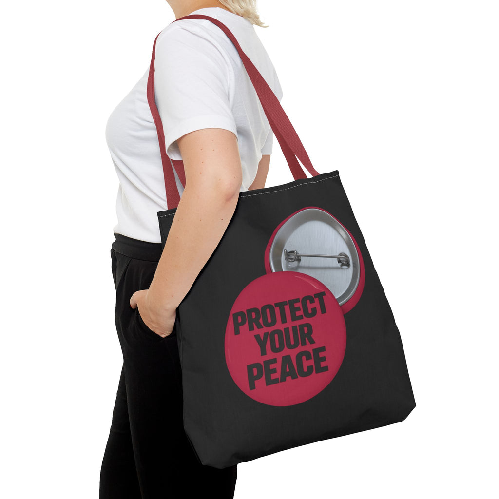 Protect Your Peace Button Graphic Tote Bag
