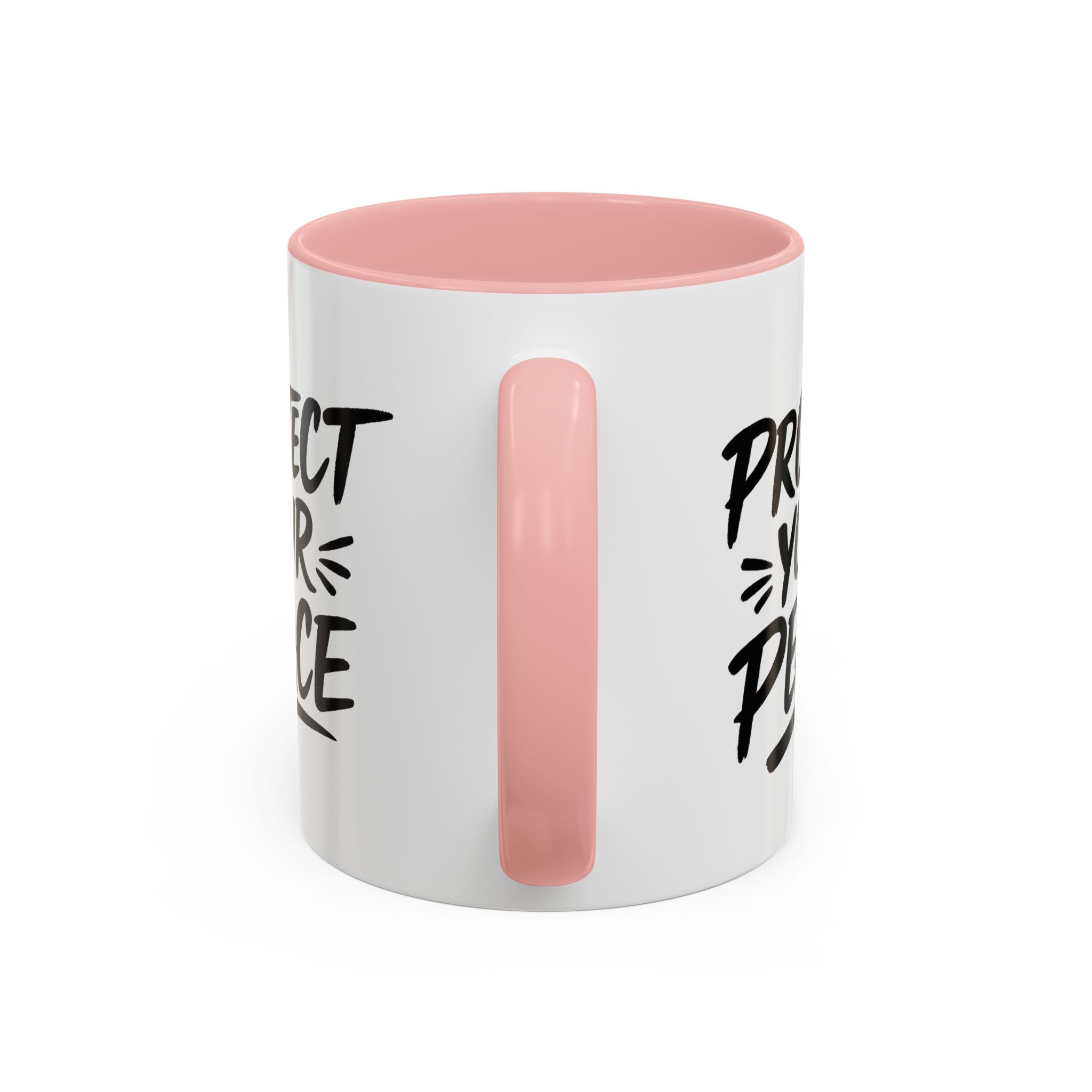 Protect Your Peace Accent Coffee Mug — Inspirational Black & White Ceramic