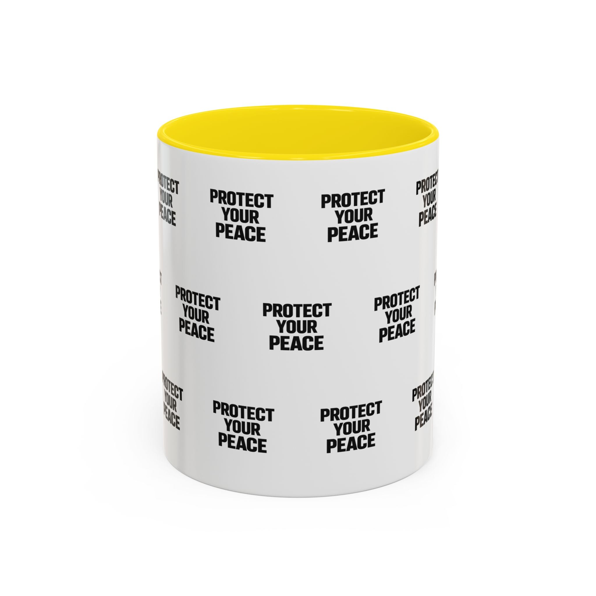Protect Your Peace Accent Coffee Mug — Repeating Text 11/15oz
