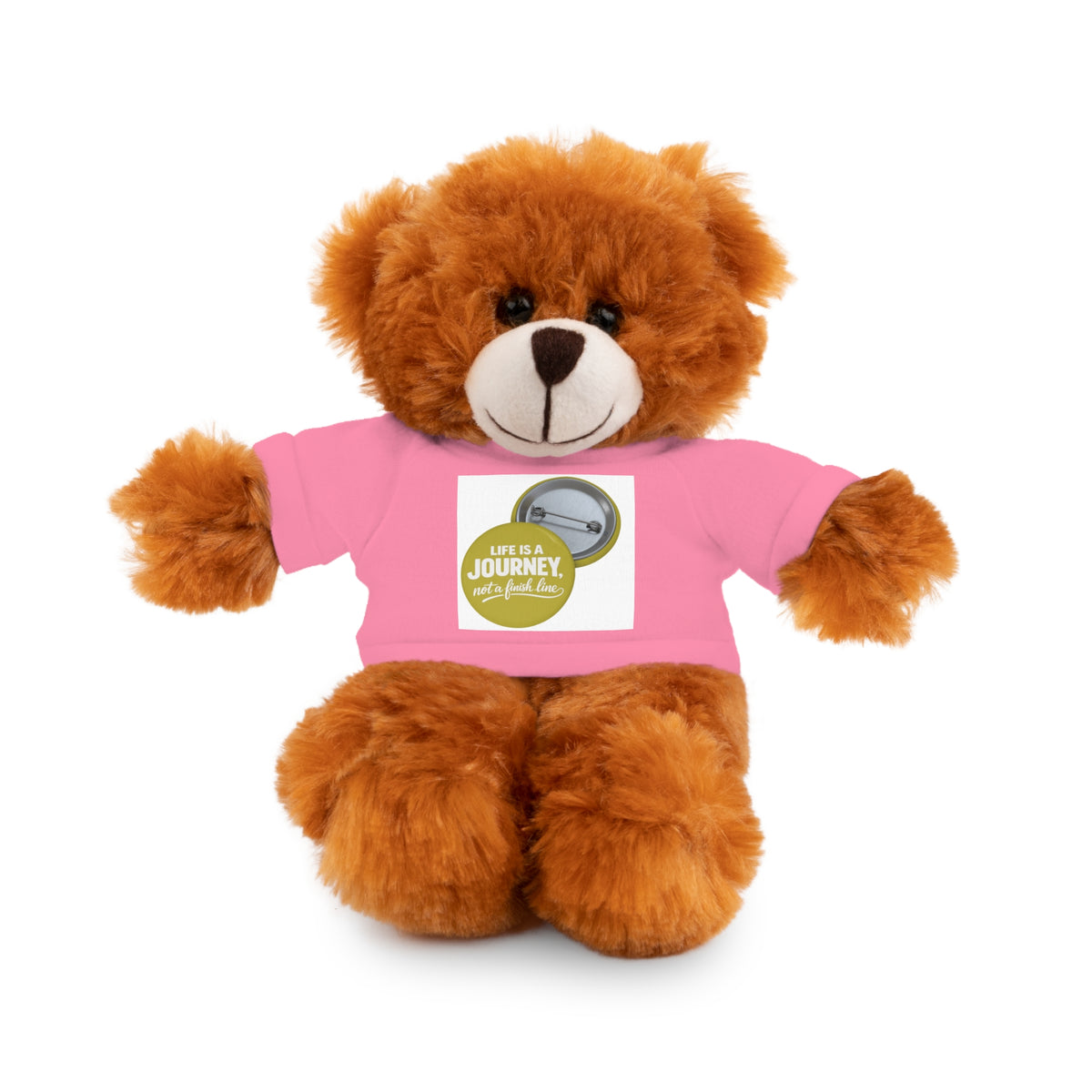 Cute Brown Teddy Bear with 'Life Is a Journey not a finish line.' Tee — Plush Gift for Kids & Travelers