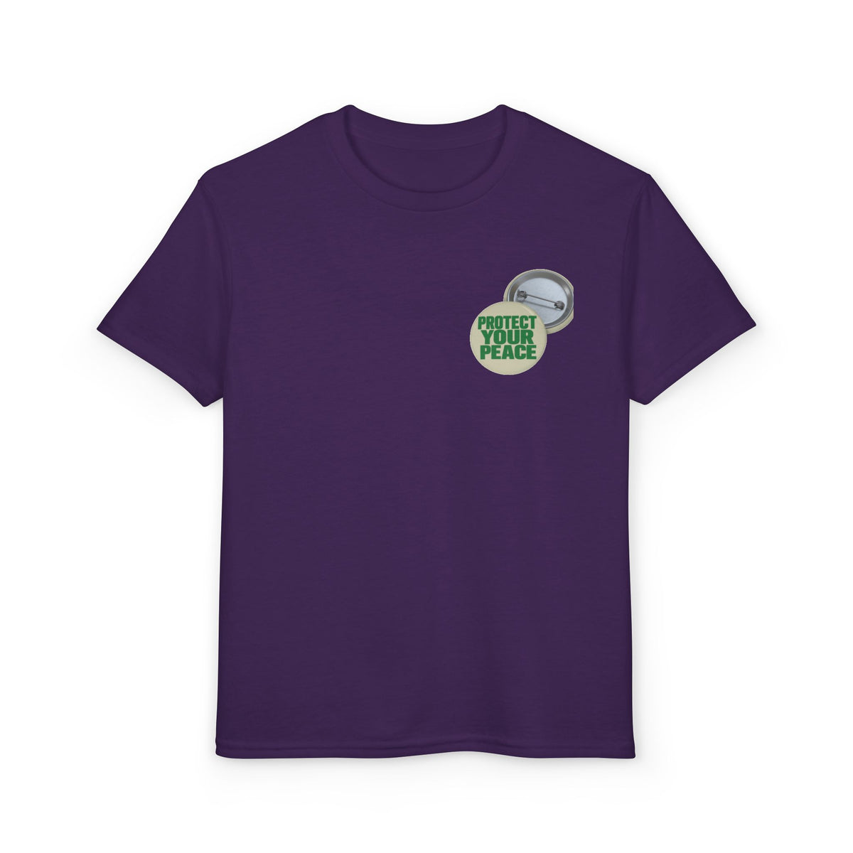Youth T-Shirt — "Protect Your Peace" Button Graphic