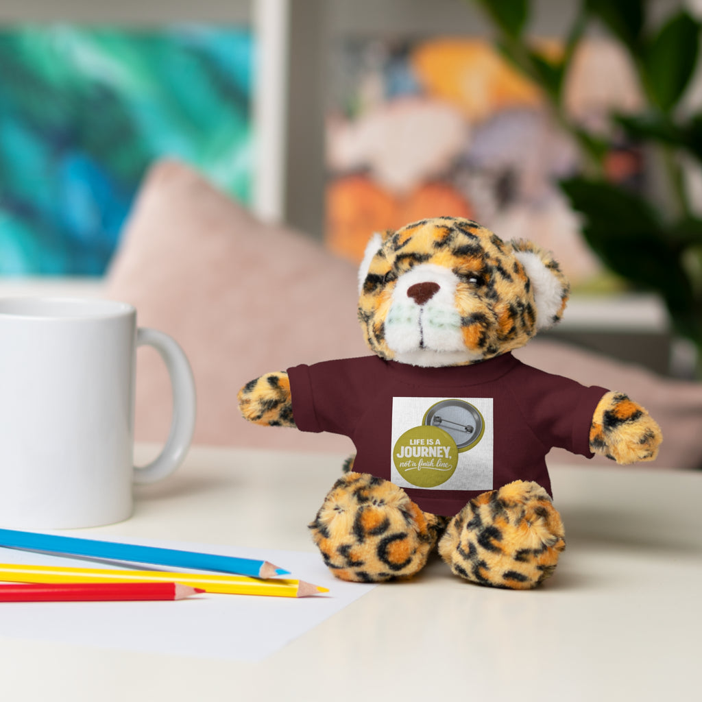 Cute Brown Teddy Bear with 'Life Is a Journey not a finish line.' Tee — Plush Gift for Kids & Travelers