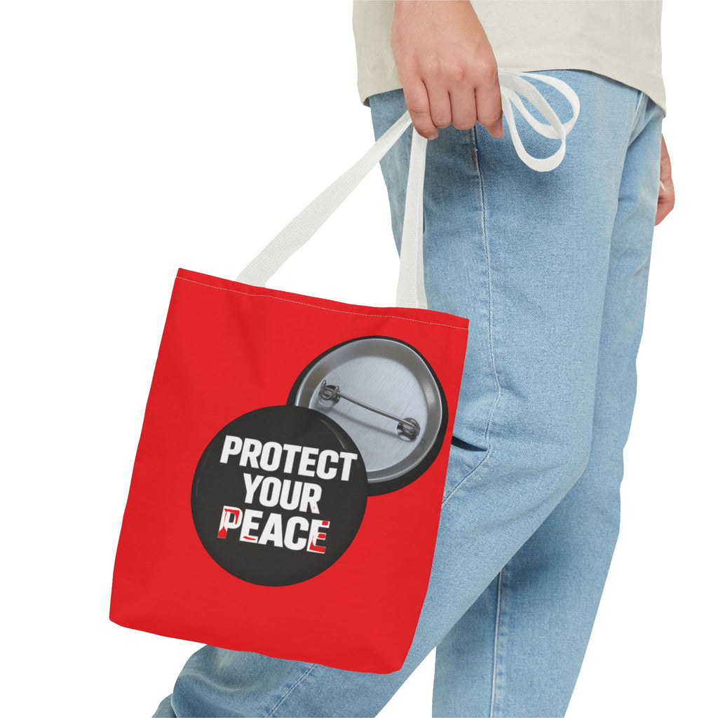 Tote Bag — "Protect Your Peace" Button Design All-Over Print Tote