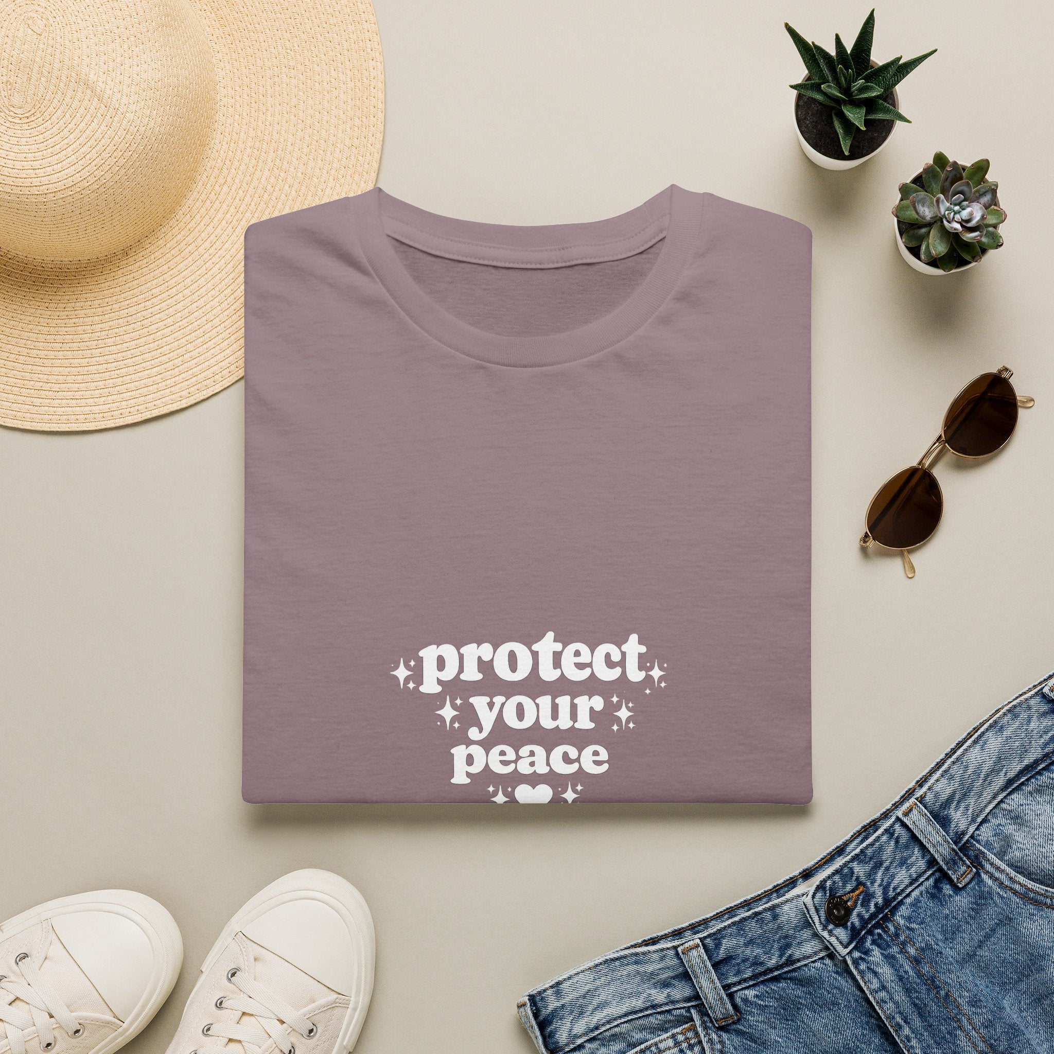 Protect Your Peace T-Shirt — Minimalist Embroidered Self-Care Tee