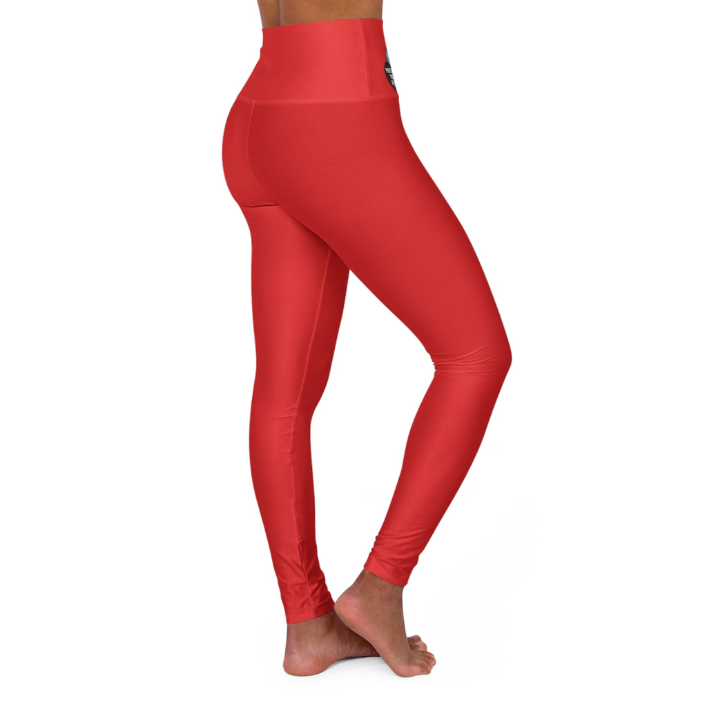 Red High-Waisted Yoga Leggings — Protect your peace Comfortable Activewear