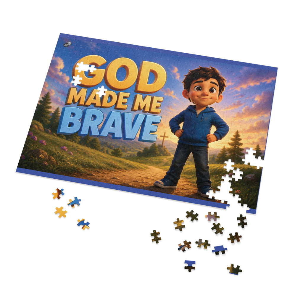 God Made Me Brave Kids Puzzle — 252-Piece Faith-Based Jigsaw with Tin