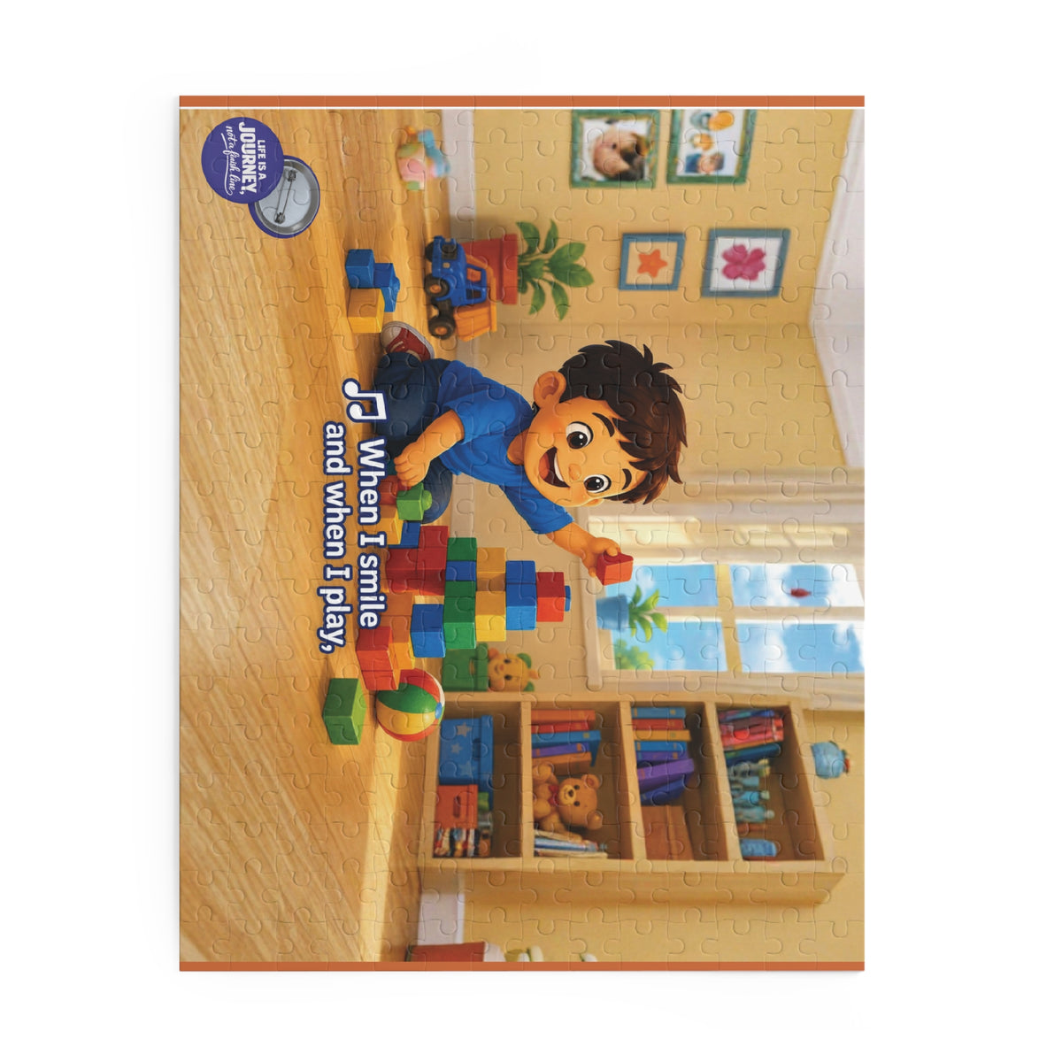 Children’s Playroom Puzzle — Toddler Stacking Blocks with Lyrics “When I smile and when I play” (120/252/500 pcs)