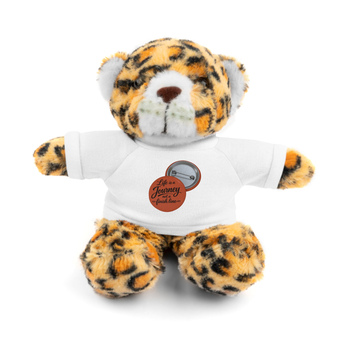 Life is a journey not a finish line. Plush Teddy Bear with Printed Tee — Cute Personalized Gift for Kids & Couples