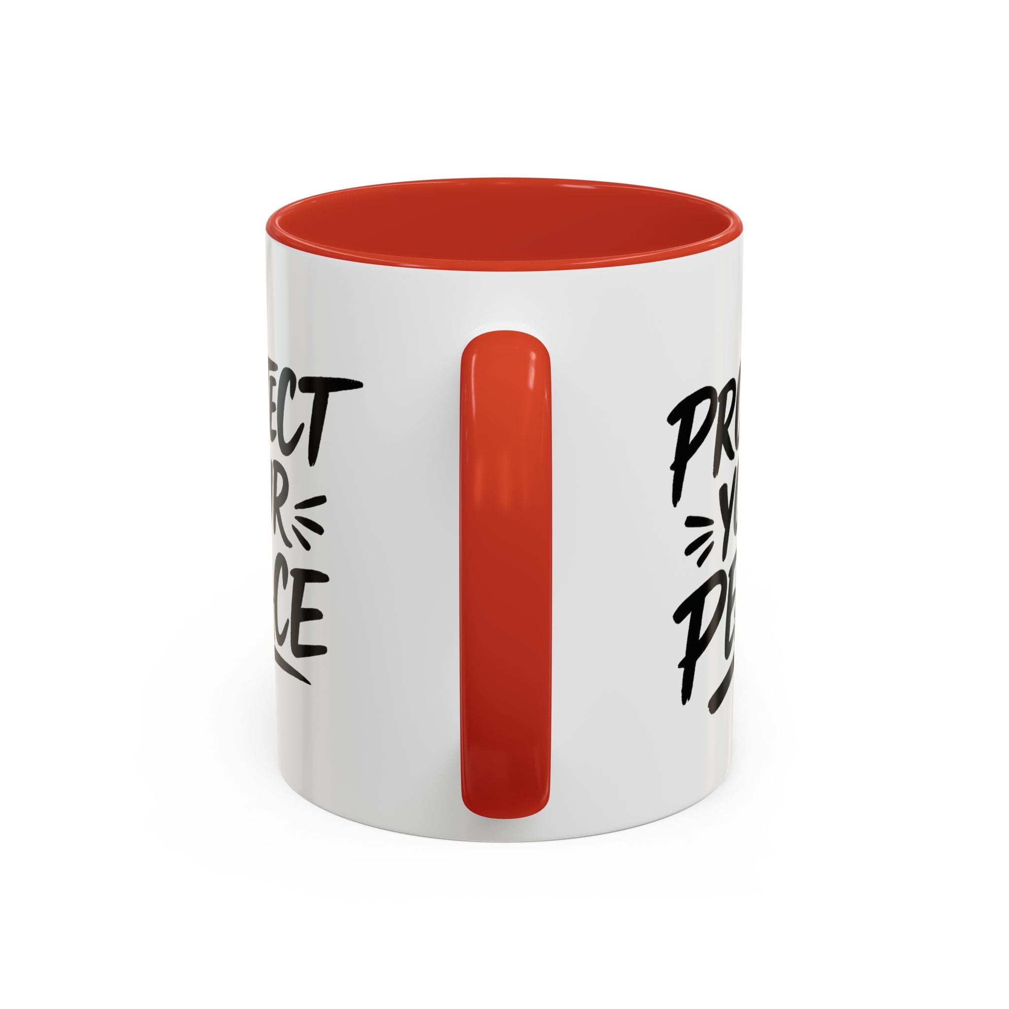 Protect Your Peace Accent Coffee Mug — Inspirational Black & White Ceramic