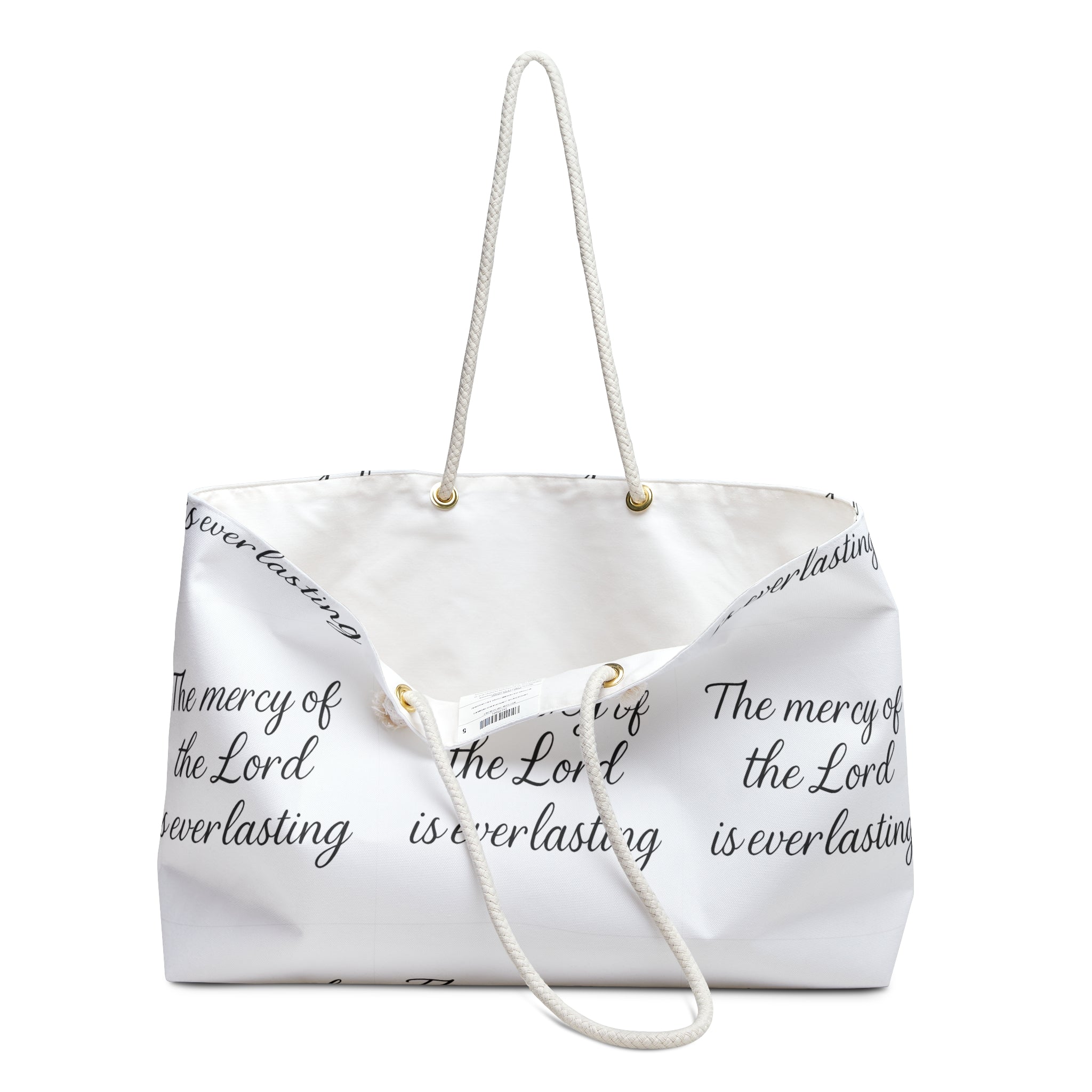 Faithful Weekender Bag — "The mercy of the Lord is everlasting" Travel Tote