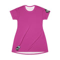 Magenta T-Shirt Dress I have a sound mind Graphic design right bottom and protect your peace on left sleeve.