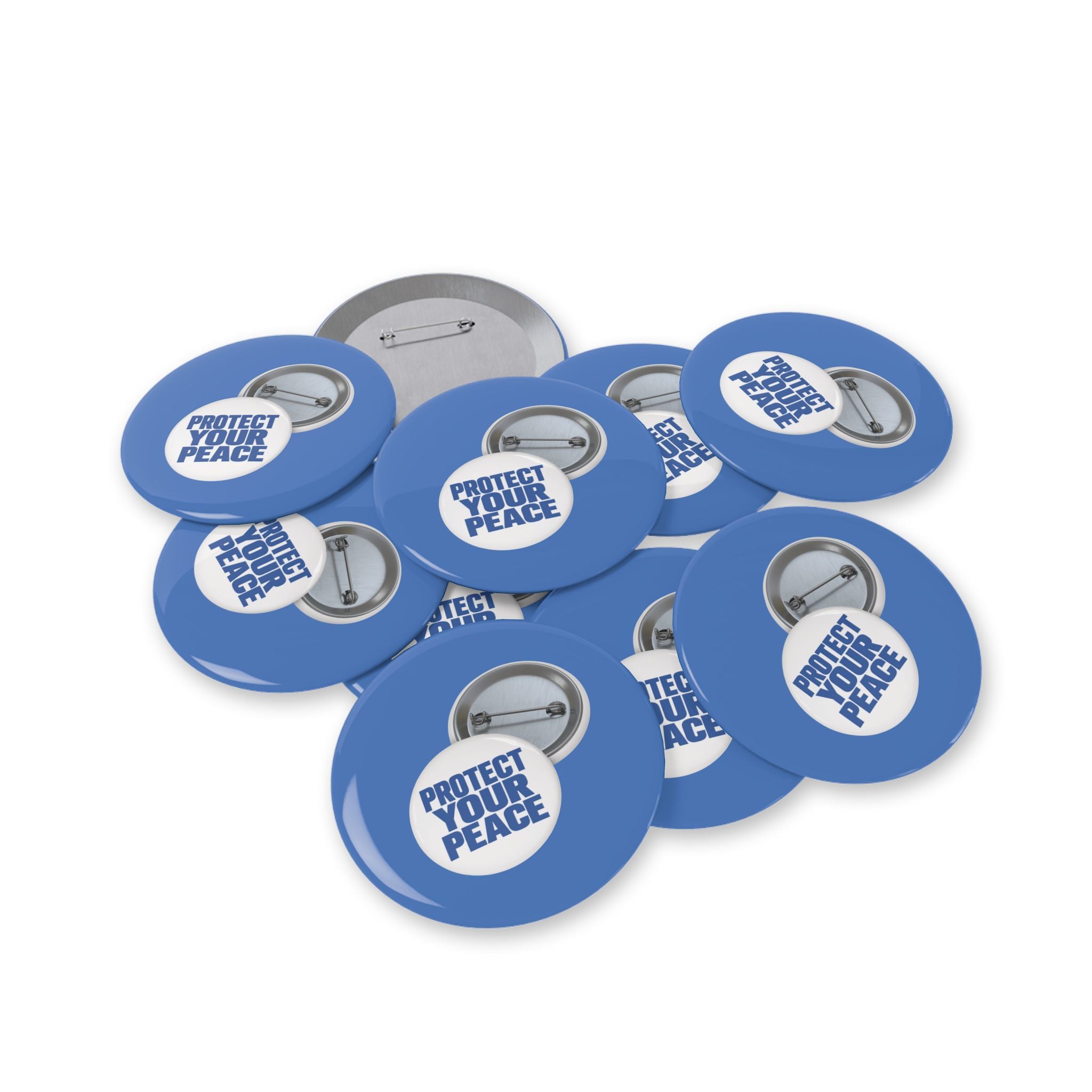 Protect Your Peace Round Pin – Blue Statement Button