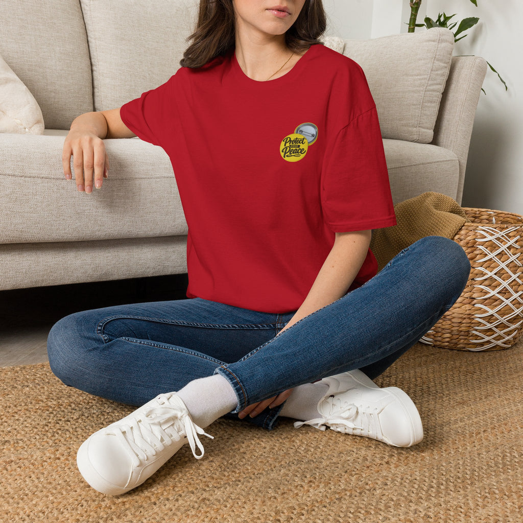 T-Shirt — 'Protect the Peace' Yellow Badge Casual Tee