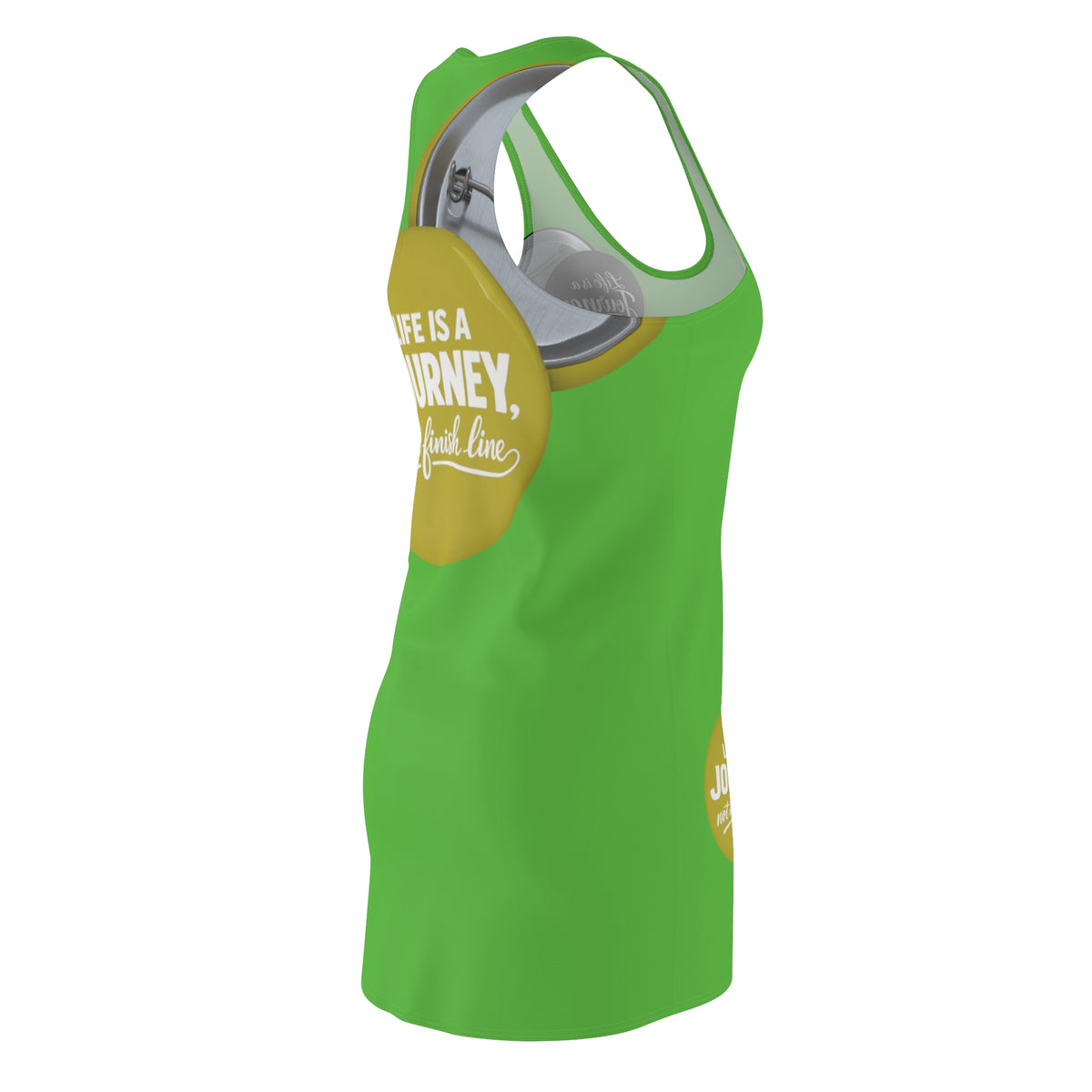 Racerback Dress — "Life Is a Journey, Not a Finish Line" Inspirational All-Over Print