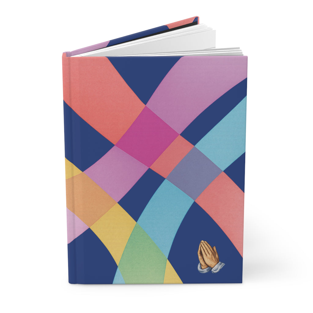 Colorful Woven Pattern Hardcover Journal — Prayer Hands Accent