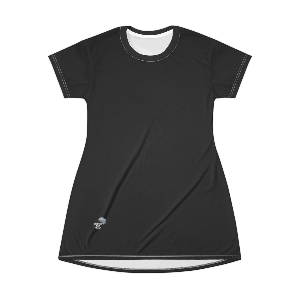 Protect Your Peace T-Shirt Dress — Graphic Black AOP Message Dress