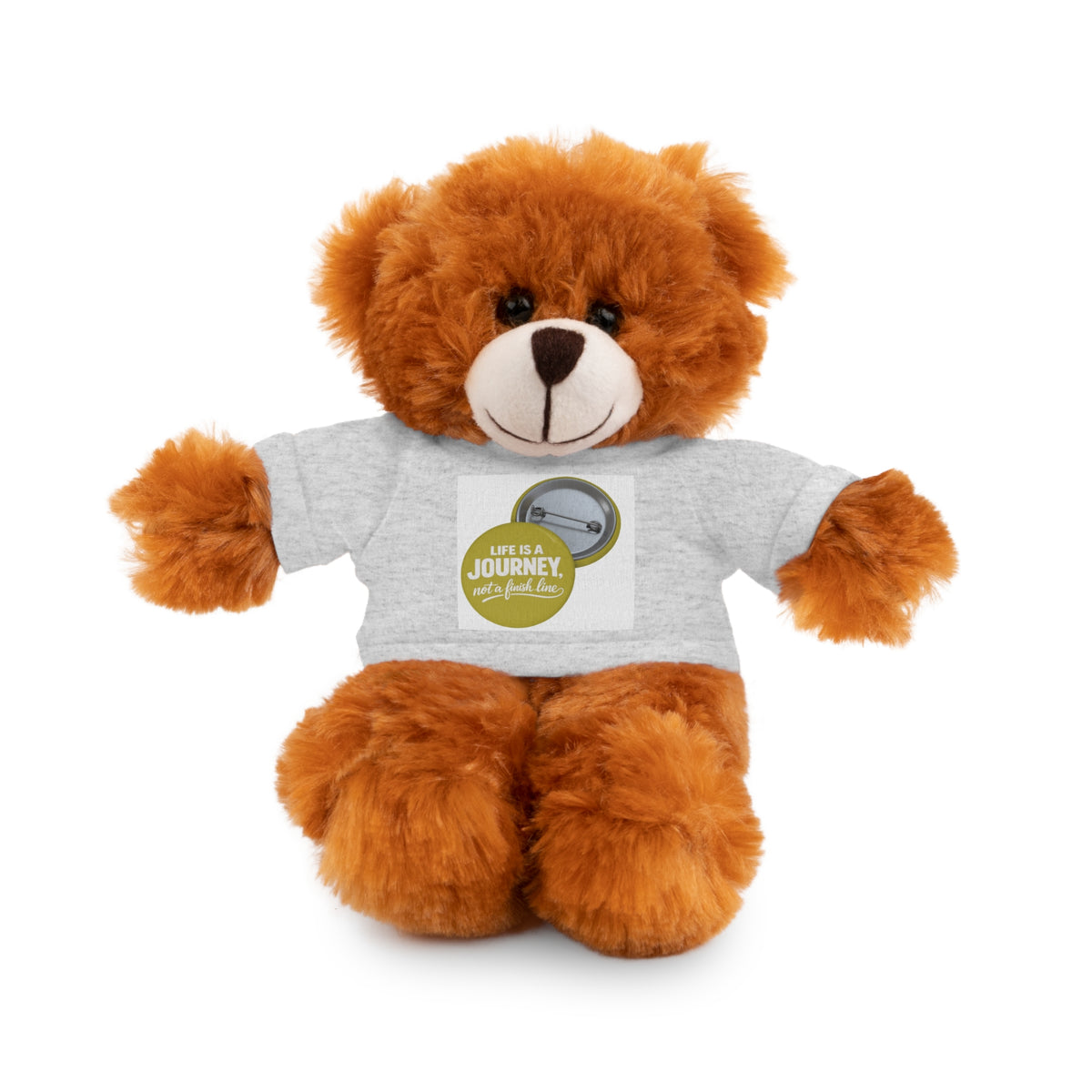 Cute Brown Teddy Bear with 'Life Is a Journey not a finish line.' Tee — Plush Gift for Kids & Travelers