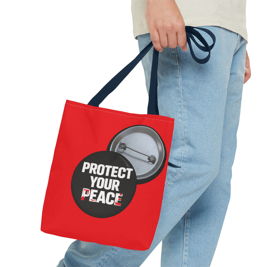 Tote Bag — "Protect Your Peace" Button Design All-Over Print Tote