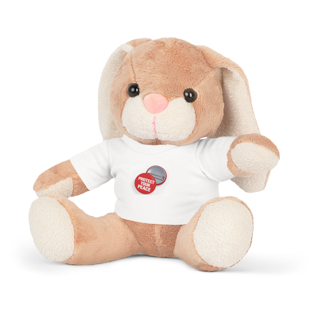 Teddy Bear Plush with “Protect Peace” Button Tee