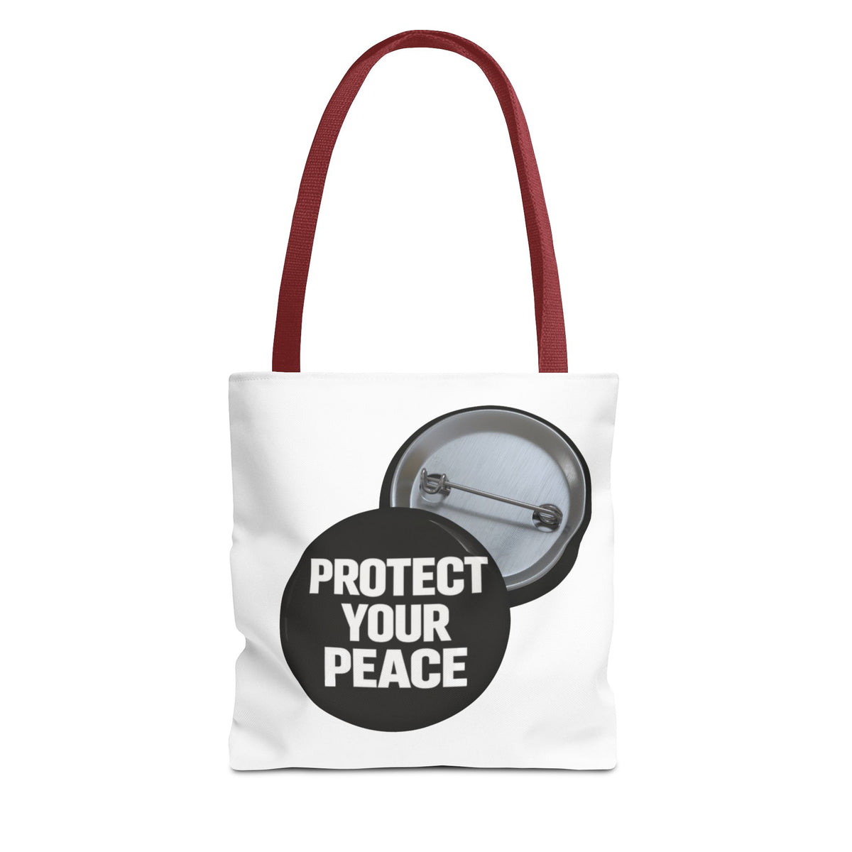 Tote — "Protect Your Peace" Button Design Cotton Tote Bag