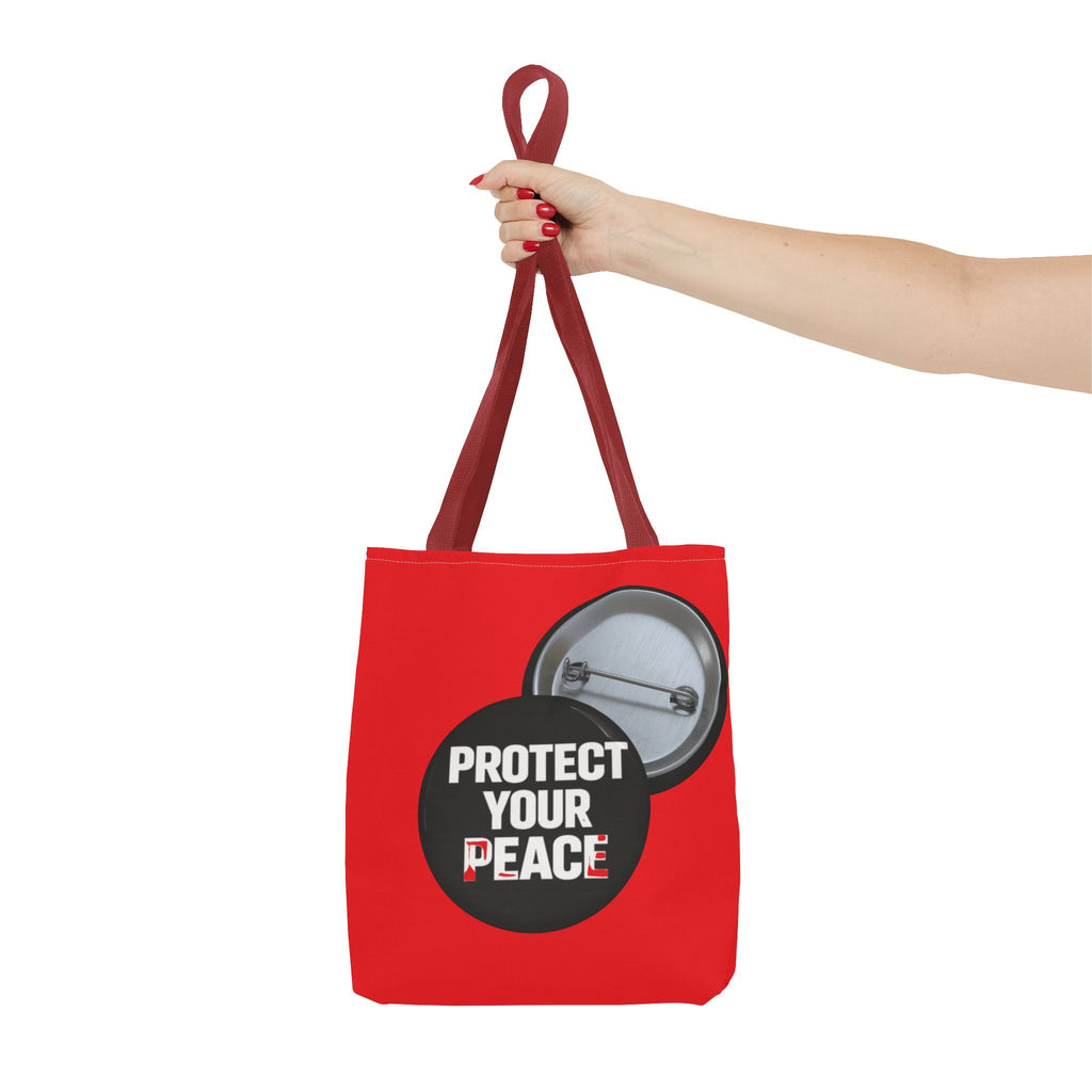 Tote Bag — "Protect Your Peace" Button Design All-Over Print Tote