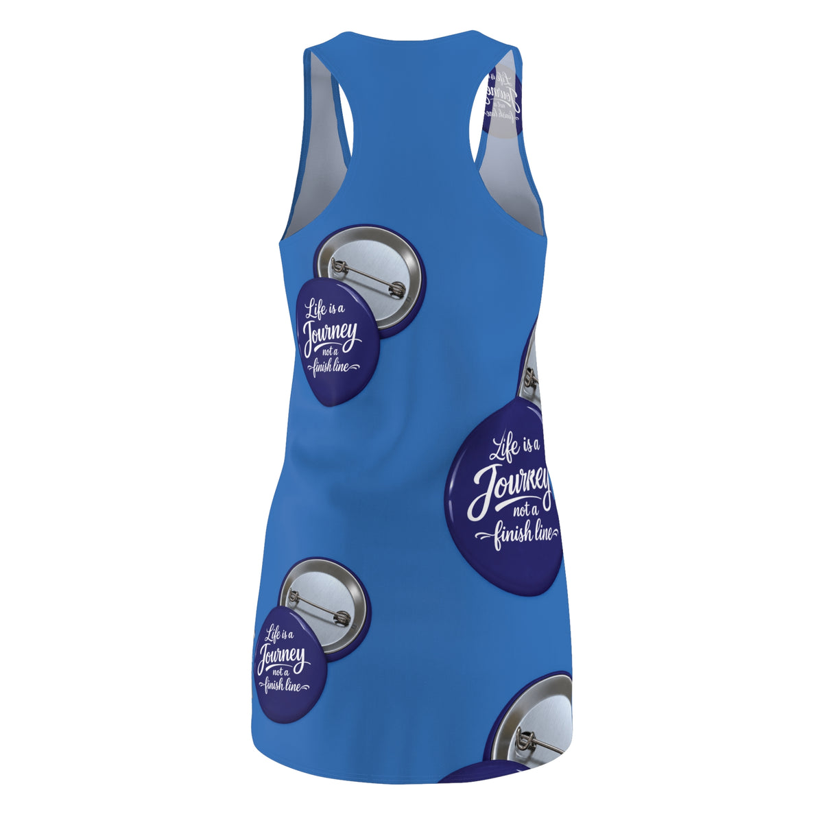 Racerback Dress - Blue "Life is a Journey" Button Print