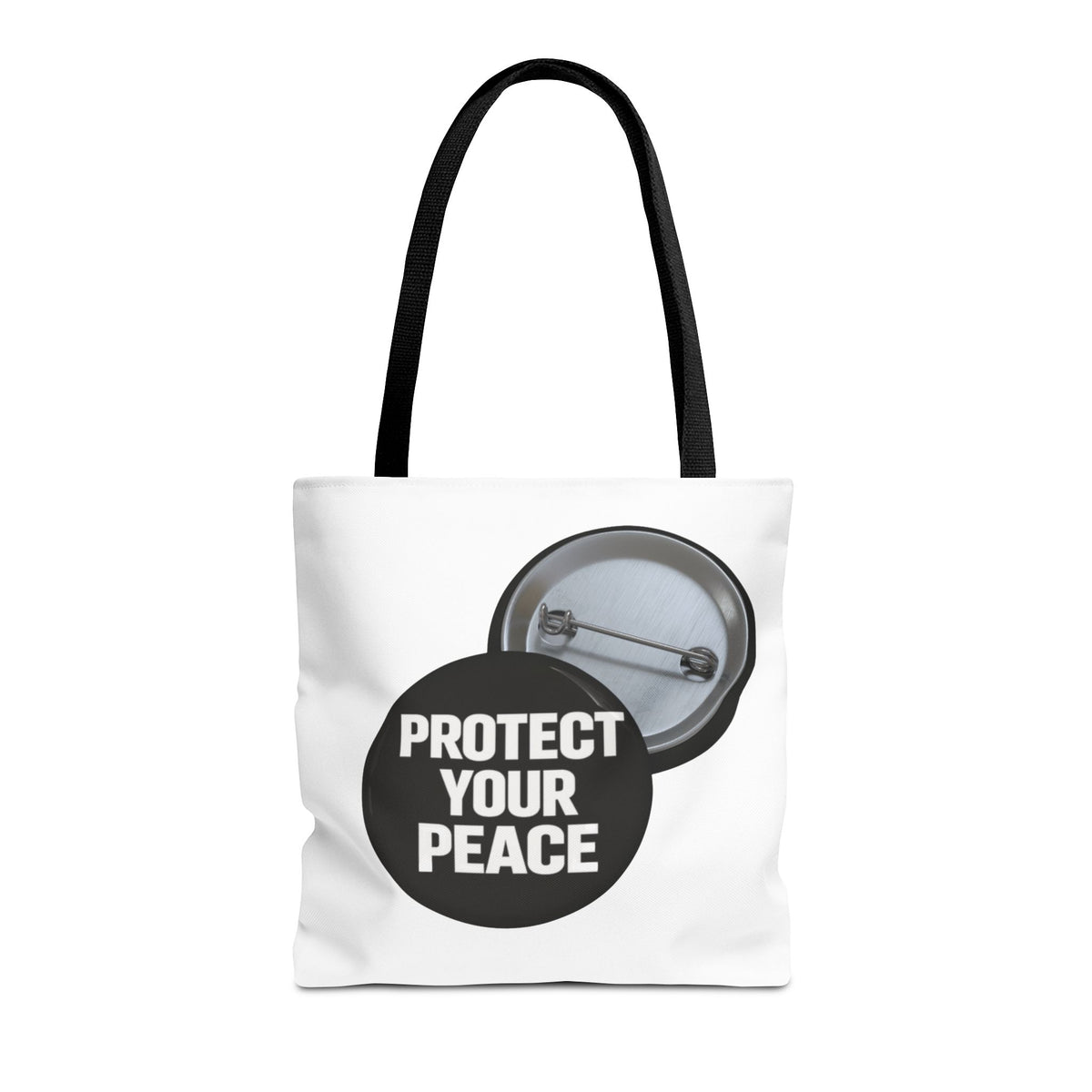 Tote — "Protect Your Peace" Button Design Cotton Tote Bag
