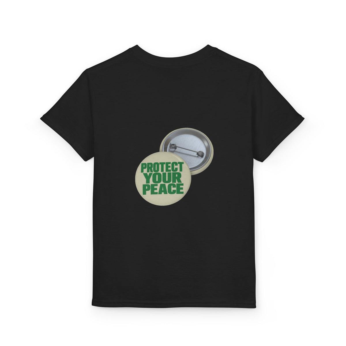 Youth T-Shirt — "Protect Your Peace" Button Graphic