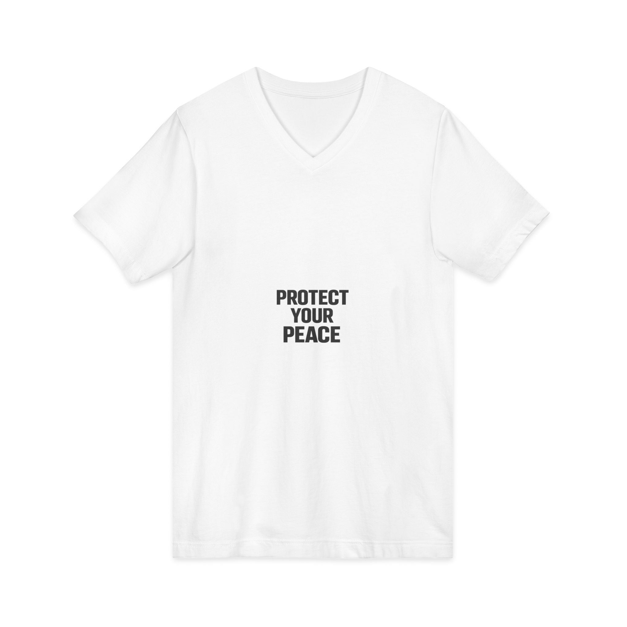 Protect Your Peace V-Neck Tee — Minimalist Self-Care Message Shirt