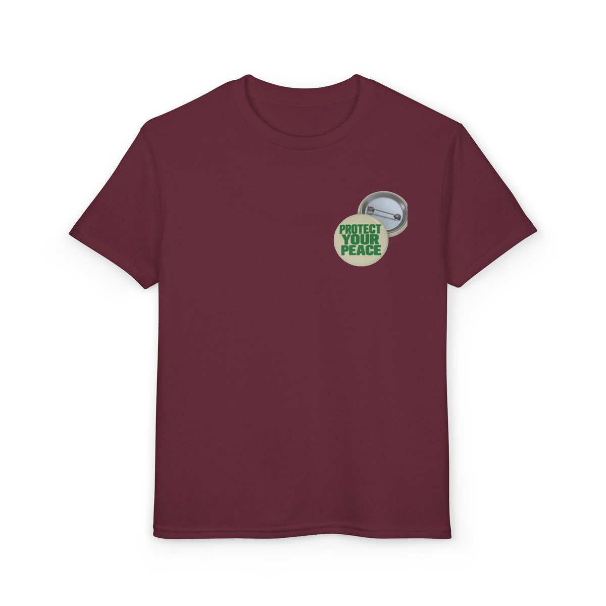 Youth T-Shirt — "Protect Your Peace" Button Graphic