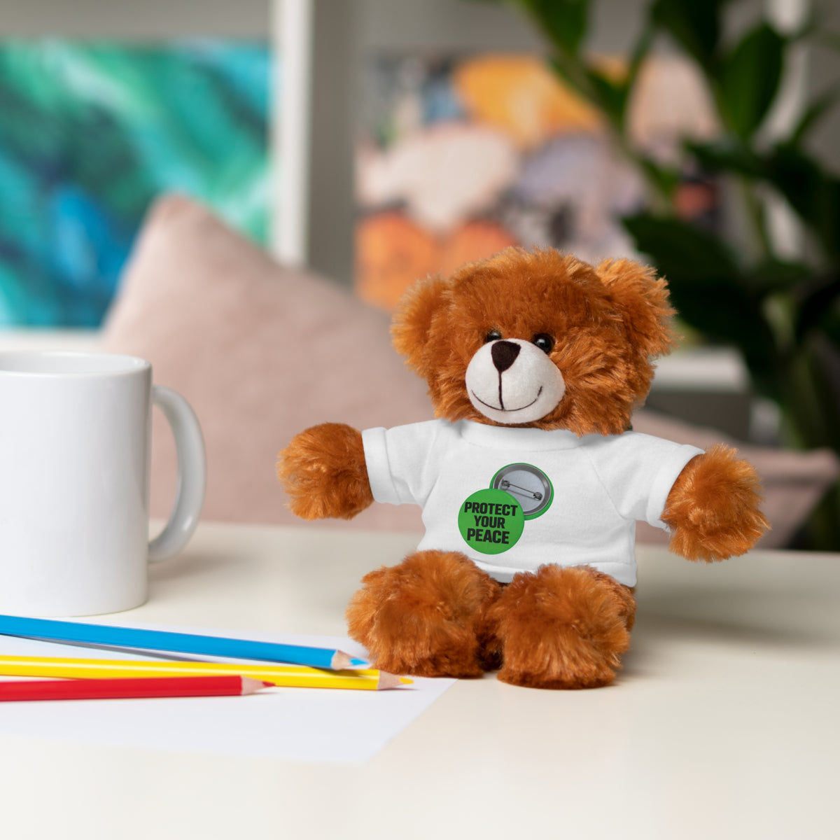 Bear Plush with 'Protect Your Peace' Tee