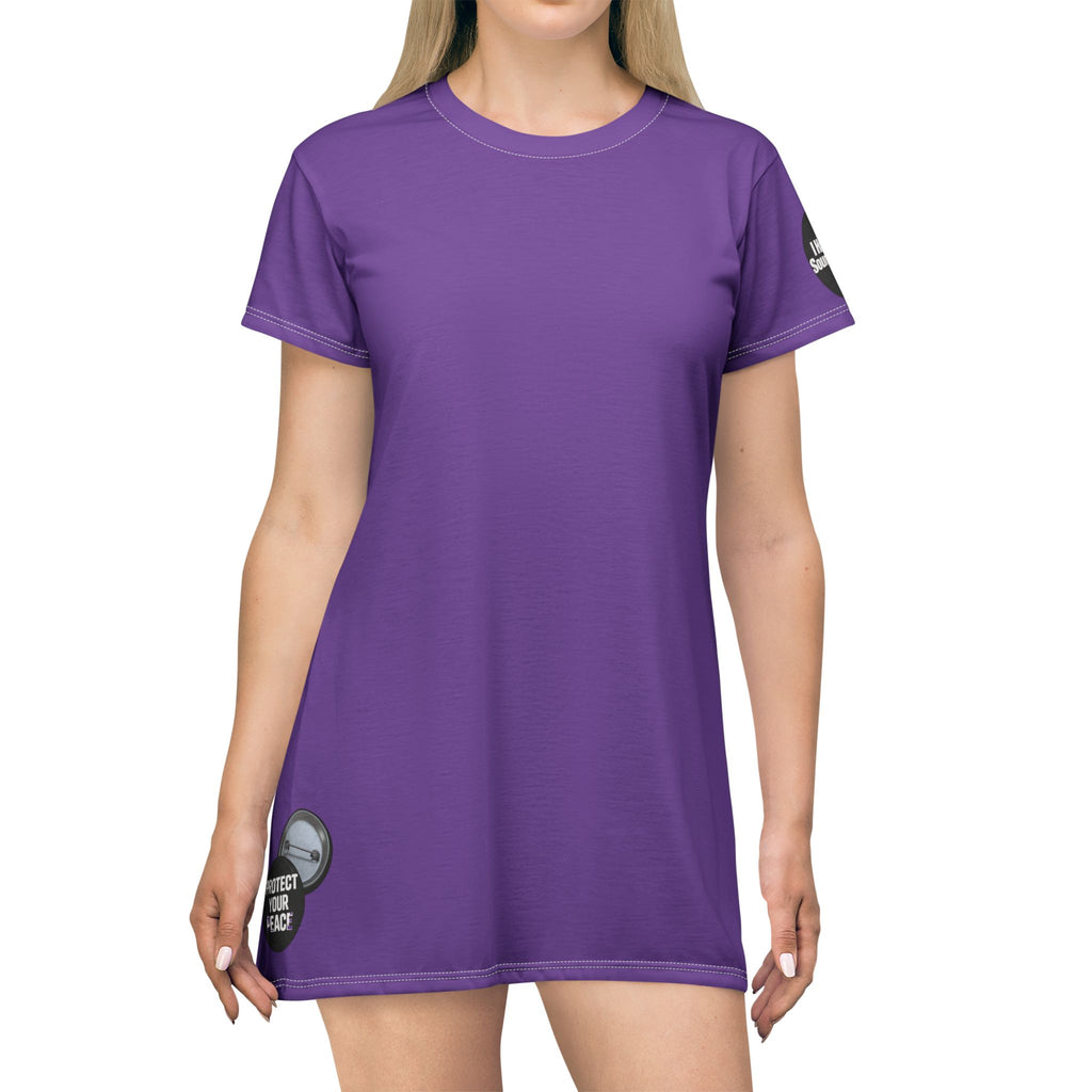 Purple T-Shirt Dress graphic design 'I Have A Sound mind' and graphic design on sleeve protect your peace.
