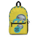 Protect Your Peace Backpack — Yellow Button Badge Pattern School Bag