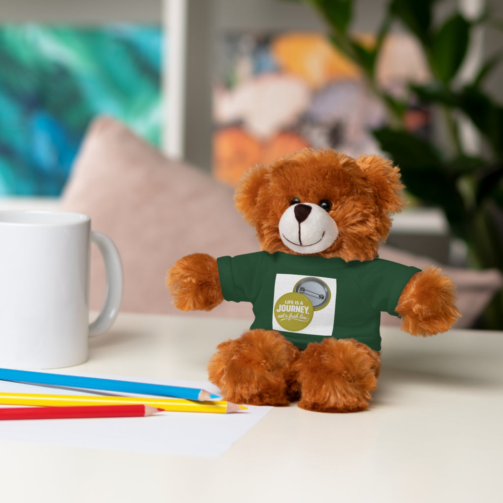 Cute Brown Teddy Bear with 'Life Is a Journey not a finish line.' Tee — Plush Gift for Kids & Travelers