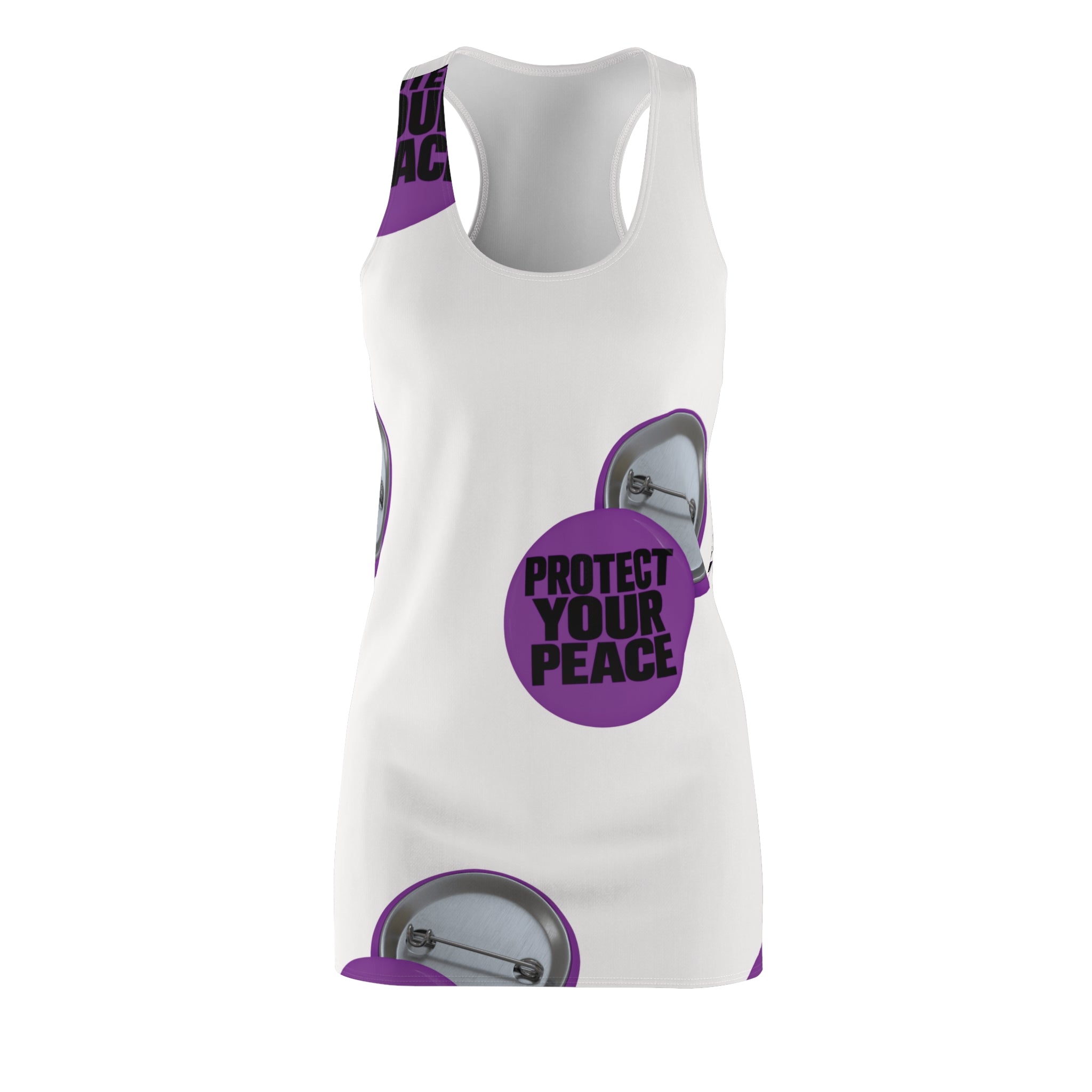 Racerback Dress — Green 'Protect What You Love' Peace Heart Graphic