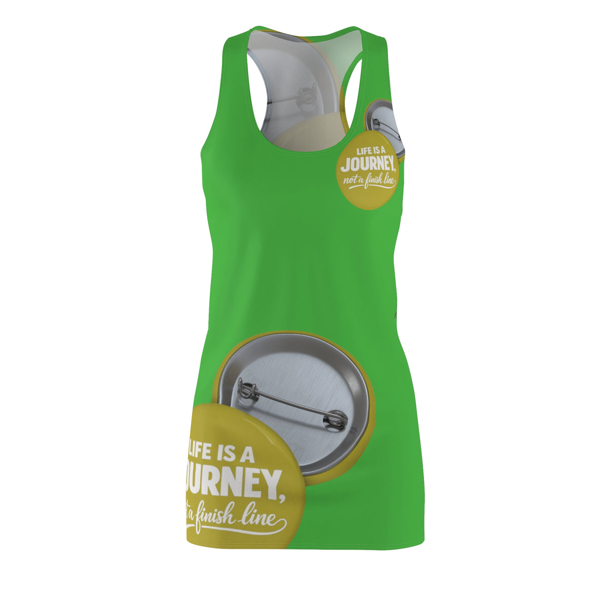 Racerback Dress — "Life Is a Journey, Not a Finish Line" Motivational AOP Dress