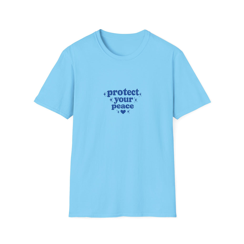 Protect Your Peace T-Shirt — Minimal Blue Self-Care Tee