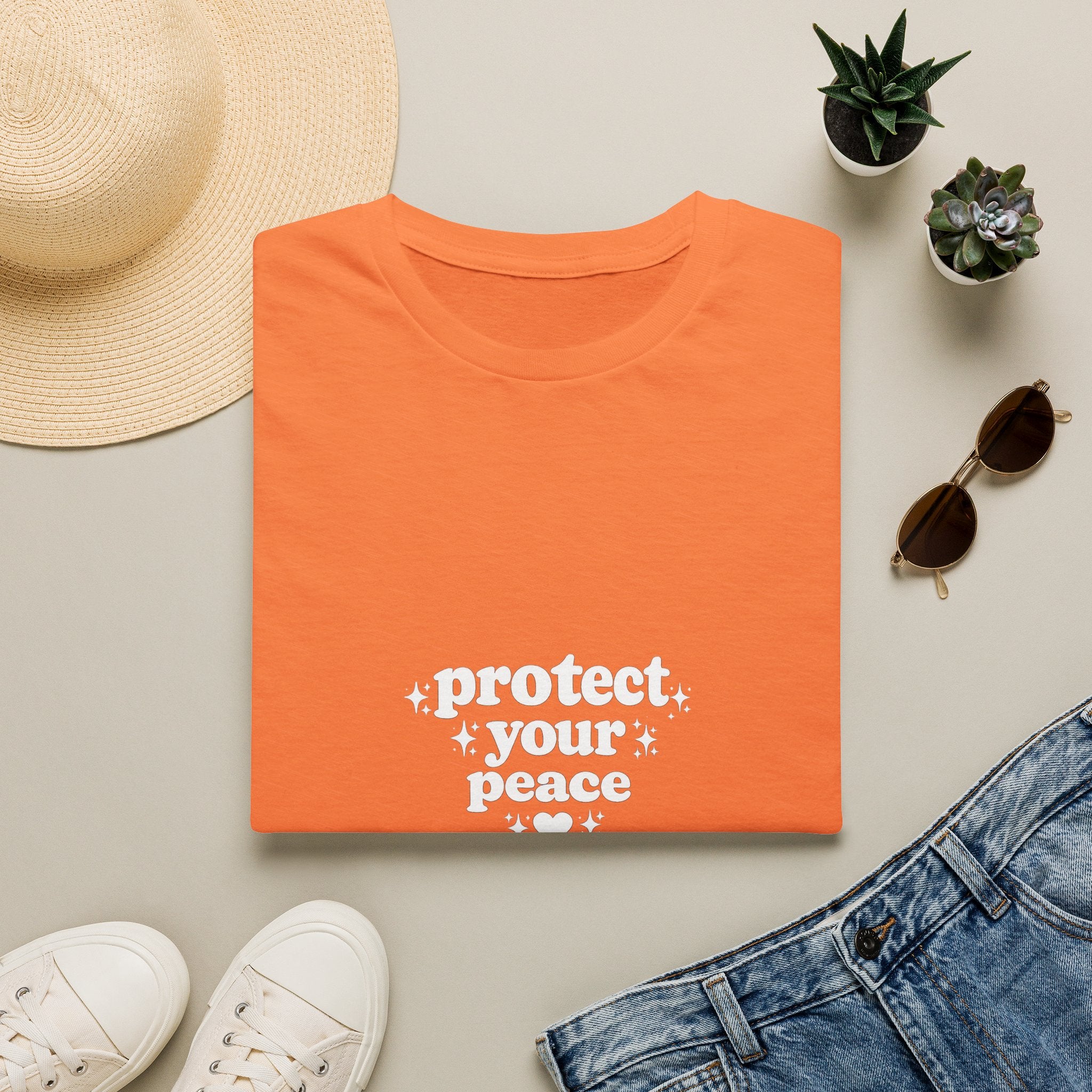 Protect Your Peace T-Shirt — Minimalist Embroidered Self-Care Tee