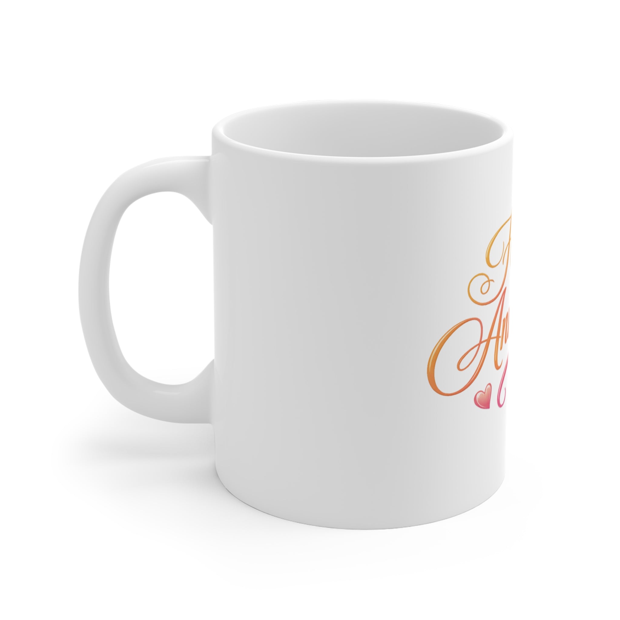 Happy Anniversary 11oz Mug — Romantic Heart Script Coffee Cup