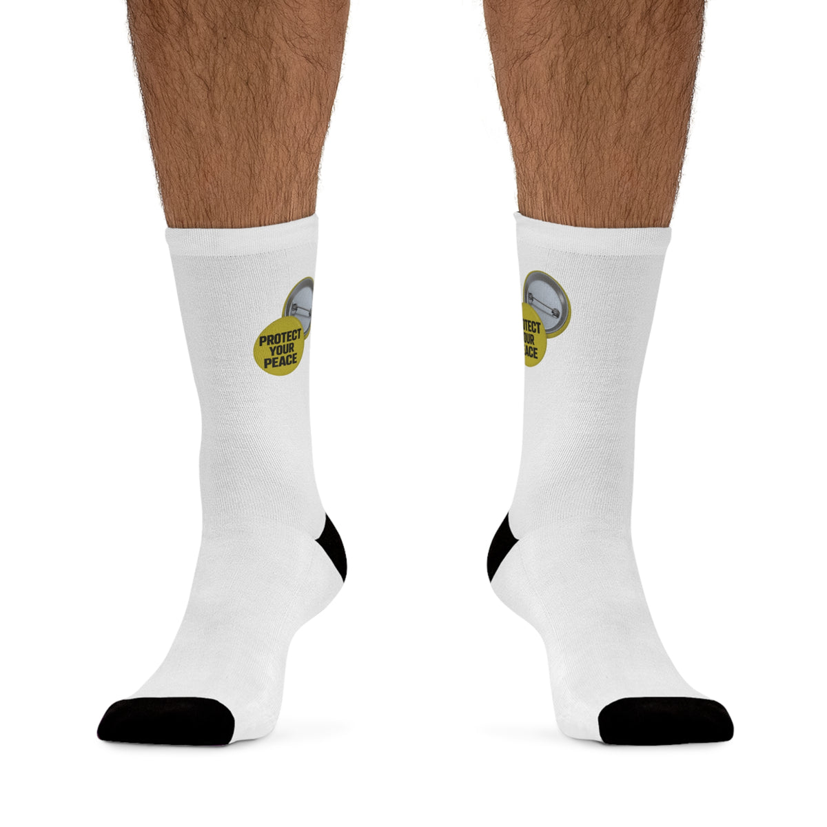 “Premium Feet” Recycled Poly Socks graphic design protect your peace.