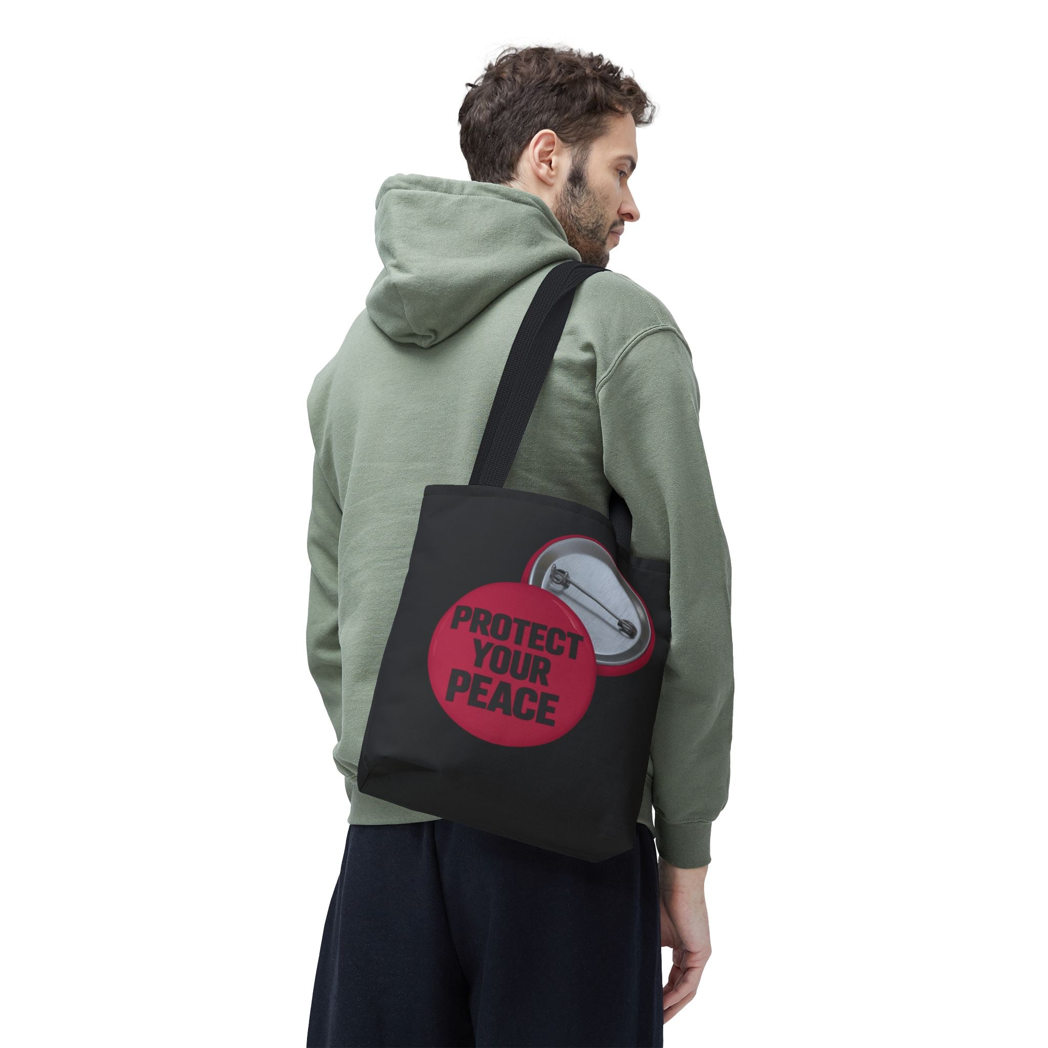 Protect Your Peace Button Graphic Tote Bag
