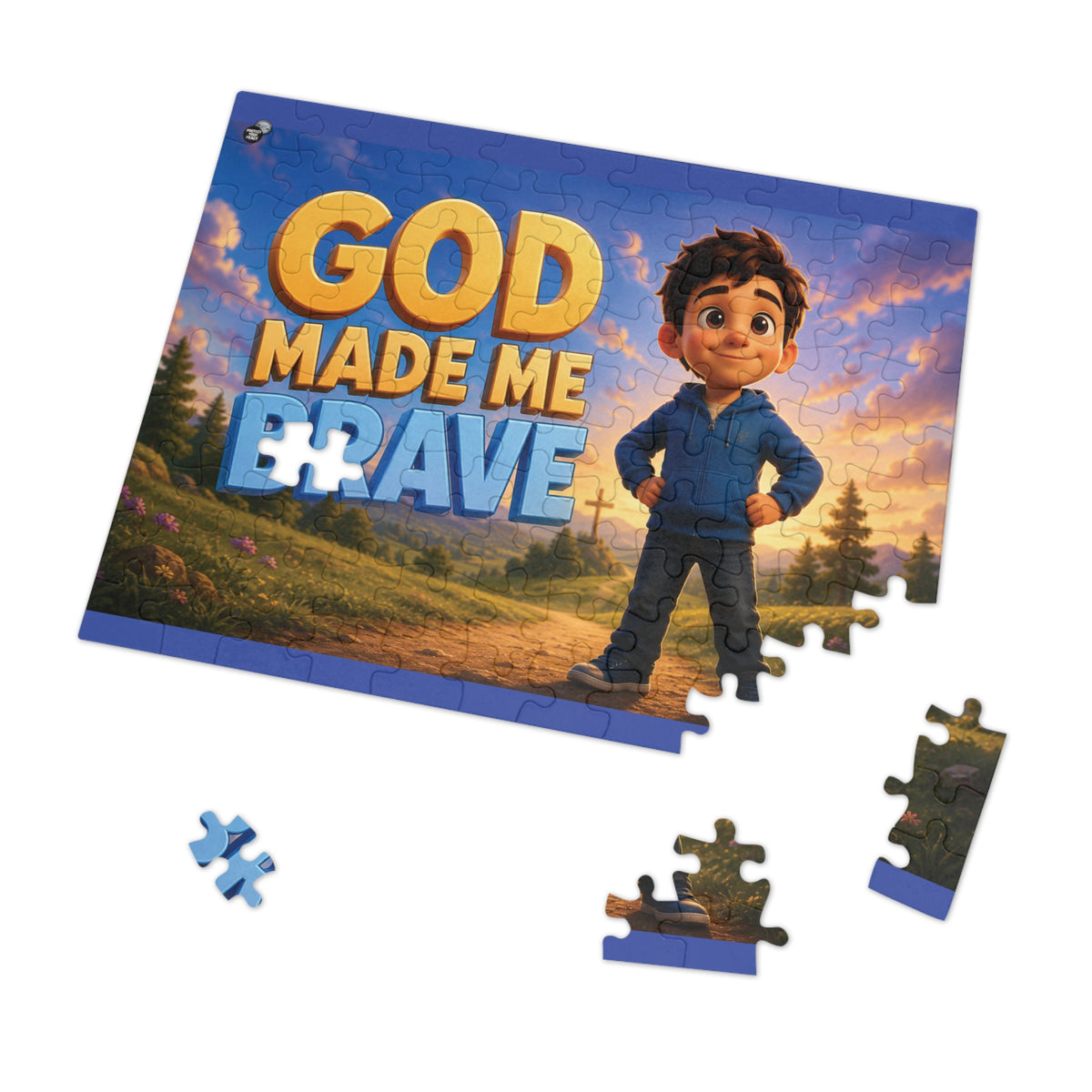 God Made Me Brave Kids Puzzle — 252-Piece Faith-Based Jigsaw with Tin