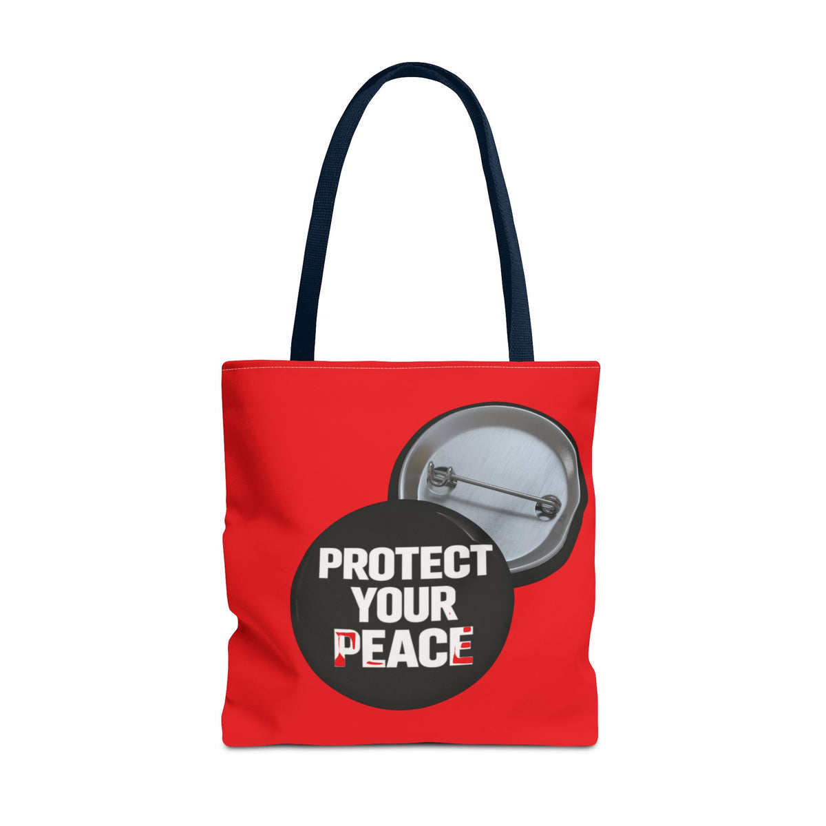 Tote Bag — "Protect Your Peace" Button Design All-Over Print Tote