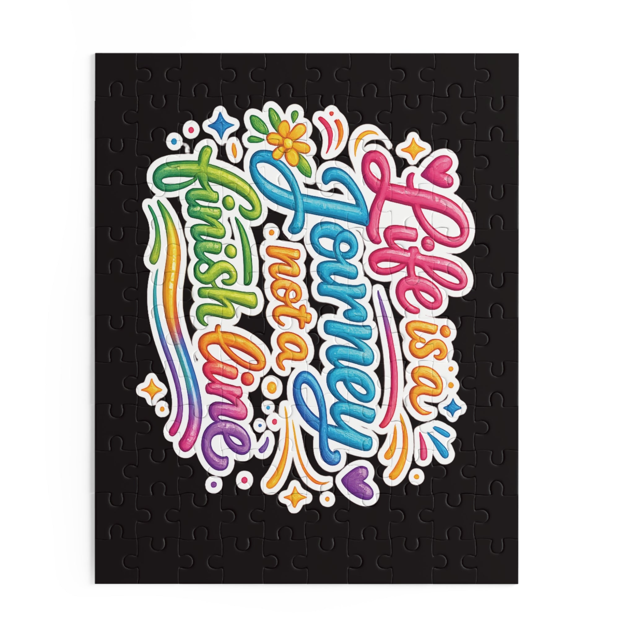 Inspirational Puzzle — "Life Is a Journey, Not a Finish Line" Colorful Motivational Jigsaw